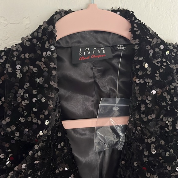 NEW Joan Rivers Red Carpet Velvet Sequin Blazer in Black XS - Picture 3 of 5
